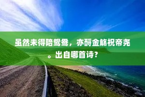 虽然未得陪鸳鸯，亦酹金觞祝帝尧。出自哪首诗？