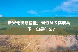 谩兴他役悲荒垒，何似从今实取兵。下一句是什么？