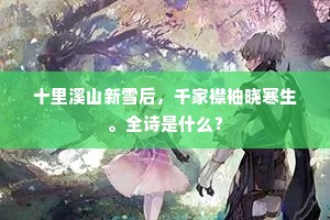 十里溪山新雪后，千家襟袖晓寒生。全诗是什么？