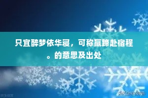 只宜醉梦依华寝，可称羸蹄赴宿程。的意思及出处