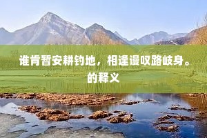 谁肯暂安耕钓地，相逢谩叹路岐身。的释义