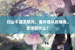 归山不道无明月，谁共相从到晓看。全诗是什么？