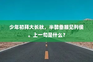 少年初拜大长秋，半醉垂鞭见列侯。上一句是什么？