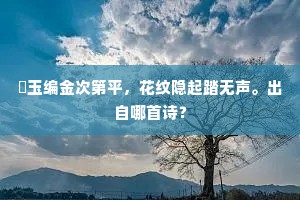 甃玉编金次第平，花纹隐起踏无声。出自哪首诗？
