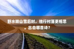 野水晴山雪后时，独行村落更相思。出自哪首诗？