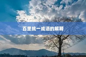 百里挑一成语的解释