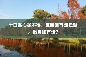 十口系心抛不得，每回回首即长颦。出自哪首诗？