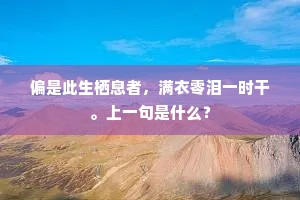 偏是此生栖息者，满衣零泪一时干。上一句是什么？
