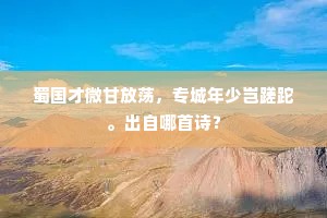 蜀国才微甘放荡，专城年少岂蹉跎。出自哪首诗？