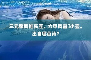 三元麟凤推高座，六甲风雷閟小壶。出自哪首诗？