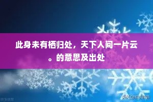 此身未有栖归处，天下人间一片云。的意思及出处
