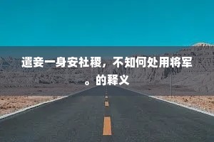 遣妾一身安社稷，不知何处用将军。的释义