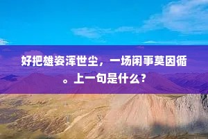 好把雄姿浑世尘，一场闲事莫因循。上一句是什么？