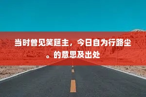 当时曾见笑筵主，今日自为行路尘。的意思及出处