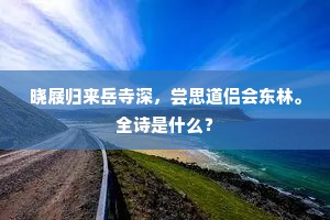 晓屐归来岳寺深，尝思道侣会东林。全诗是什么？
