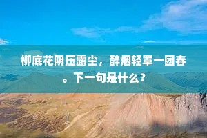 柳底花阴压露尘，醉烟轻罩一团春。下一句是什么？