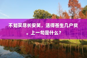 不知买尽长安笑，活得苍生几户贫。上一句是什么？