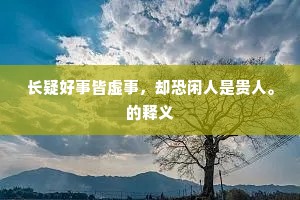 长疑好事皆虚事，却恐闲人是贵人。的释义