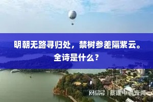 明朝无路寻归处，禁树参差隔紫云。全诗是什么？
