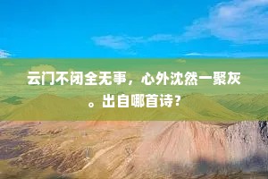 云门不闭全无事，心外沈然一聚灰。出自哪首诗？