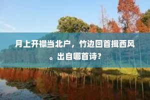月上开襟当北户，竹边回首揖西风。出自哪首诗？