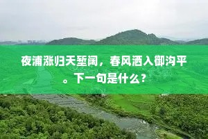 夜浦涨归天堑阔，春风洒入御沟平。下一句是什么？