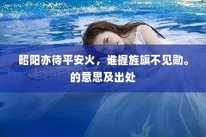 昭阳亦待平安火，谁握旌旗不见勋。的意思及出处