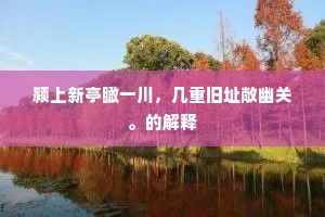 颍上新亭瞰一川，几重旧址敞幽关。的解释