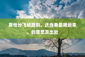 莫怆分飞岐路别，还当奏最掖垣来。的意思及出处