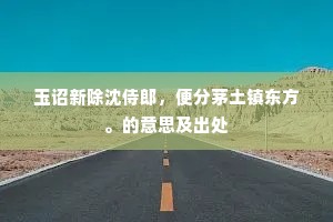 玉诏新除沈侍郎，便分茅土镇东方。的意思及出处