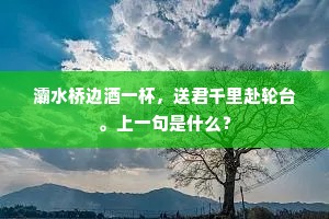灞水桥边酒一杯，送君千里赴轮台。上一句是什么？