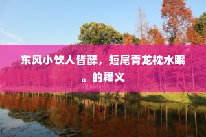 东风小饮人皆醉，短尾青龙枕水眠。的释义
