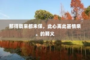 那得载来都未保，此心离此甚情亲。的释义