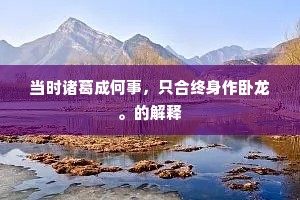 当时诸葛成何事，只合终身作卧龙。的解释