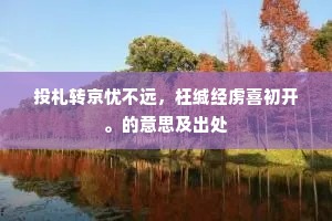 投札转京忧不远，枉缄经虏喜初开。的意思及出处