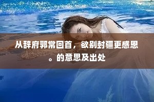 从辞府郭常回首，欲别封疆更感恩。的意思及出处