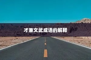 才兼文武成语的解释