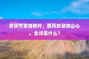 庭锁荒芜独夜吟，西风吹动故山心。全诗是什么？
