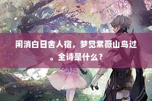 闲消白日舍人宿，梦觉紫薇山鸟过。全诗是什么？