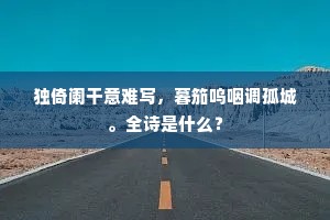 独倚阑干意难写，暮笳呜咽调孤城。全诗是什么？