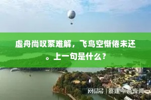 虚舟尚叹萦难解，飞鸟空惭倦未还。上一句是什么？