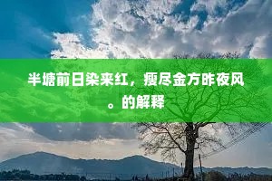 半塘前日染来红，瘦尽金方昨夜风。的解释