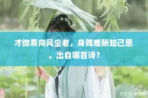 才微易向风尘老，身贱难酬知己恩。出自哪首诗？