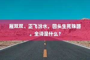 雁双双、正飞汾水，回头生死殊路。全诗是什么？