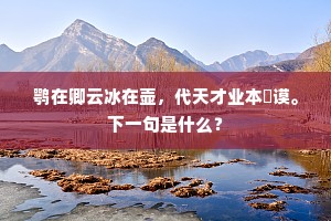 鹗在卿云冰在壶，代天才业本訏谟。下一句是什么？