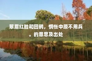 翠眉红脸和回鹘，惆怅中原不用兵。的意思及出处