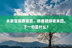 夫差宫苑悉苍苔，携客朝游夜未回。下一句是什么？