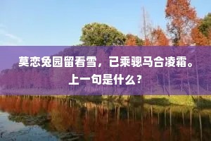 莫恋兔园留看雪，已乘骢马合凌霜。上一句是什么？