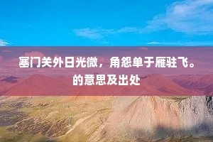 塞门关外日光微，角怨单于雁驻飞。的意思及出处