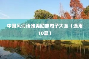 中国风词语唯美励志句子大全（通用10篇）